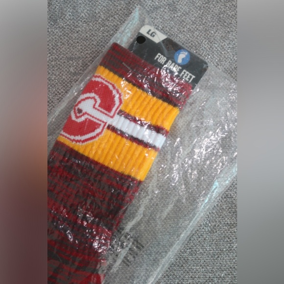 NHL Calgary Flames Athletic Socks Red Yellow Size Large - Picture 4 of 5
